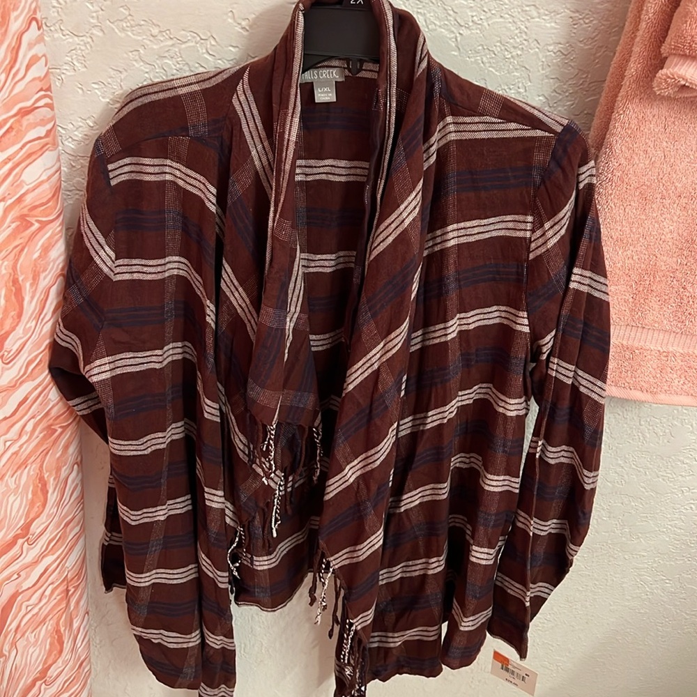 Plaid cardigan with tags